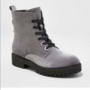 Mossimo Rihanna Gray Velvet Combat boots